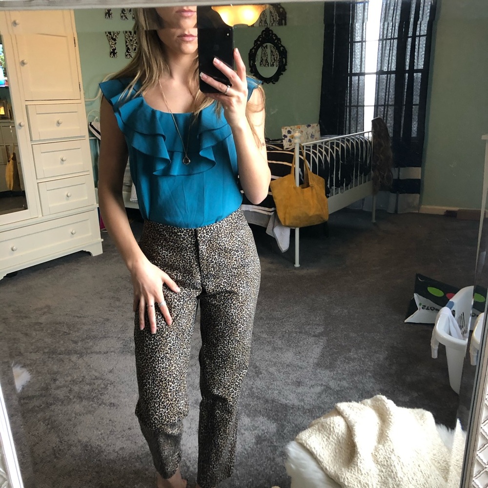 Blue short sleeve blouse S